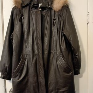 Mob Wife Jacket 90s Field Gear Womens M Grunge Brown Leather Jacket Real Trim